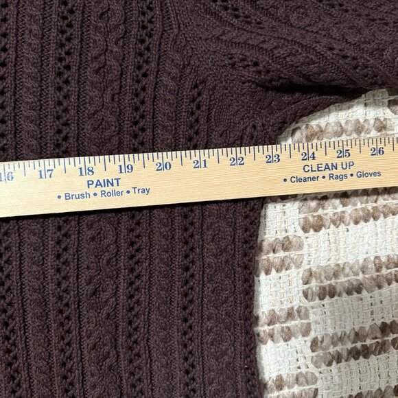 VTG Ralph Lauren Cable Knit V Neck Sweater Women’s XL Chocolate Brown 90s Y2K - Picture 6 of 7